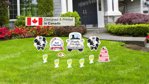 Just Married-02 - Car 24" Tall + Balloons 18" Tall + Decors (Total 11pcs) |Yard Sign Outdoor Lawn Decorations