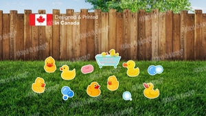 Rubber Ducky Sign Package - Ducky 15" Tall + Bath Tub with Ducks 18" Tall + Decors (Total 12 pcs) |Yard Sign Outdoor Lawn Decorations