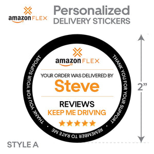 Personalized! Amazon Flex 2"x2" "Reviews Keep Me Driving" Delivery Package Stickers | 20 Stickers Per Sheet- Package Delivery