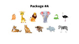 Safari Signs Package - Giaffe & Elephant 24" Tall + Decors  (Total 11pcs / 12 pcs / 20 pcs) | Yard Sign Outdoor Lawn Decoration