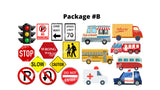 Cars and Road Signs Package – Traffic Light 16” Tall + Road Signs + Cars 12”-16” Tall  (Total 19pcs) | Yard Sign Outdoor Lawn Decorations