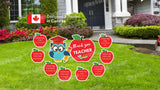 Thank you Teacher (8 Messages) Sign Package – Apple Sign & Teacher Owl  24” Tall + Decors  (Total 10pcs)   | Yard Sign Outdoor Lawn Decor