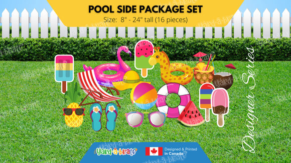 Pool Side Package (Total 16pcs) | Yard Sign Outdoor Lawn Decorations | Yardabrate Designer Series | Professional Installer Accessories Kit