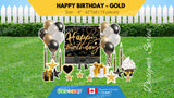 Happy Birthday - Black Gold Glitter Style Package (Total 19 pcs)  | Birthday Yard Sign (Y-0237)