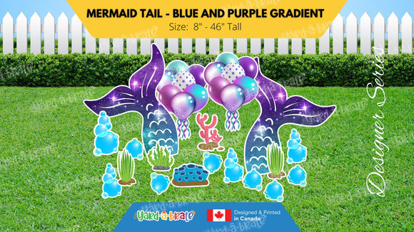Mermaid Tail - Blue and Purple Gradient Sign Package (Total 19 pcs) | Yard Sign Outdoor Lawn Decorations | Yardabrate Designer Series