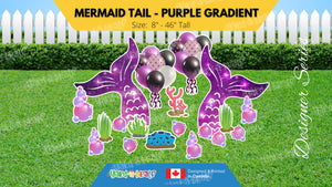 Mermaid Tail - Purple Gradient Sign Package (Total 19 pcs) | Yard Sign Outdoor Lawn Decorations | Yardabrate Designer Series