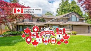 Canada Day Sign 24" Tall + Decor (Total 16pcs) | Yard Sign Outdoor Lawn Decorations | Yard Celebration on Canada Day