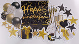 Happy Anniversary - Gold Black Style Package (Total 20pcs)  | Birthday Yard Sign (Y-0227)