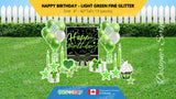 Happy Birthday - Light Green Fine Glitter Style Package (Total 19 pcs)  | Yard Sign Outdoor Lawn Decorations | Yardabrate Designer Series