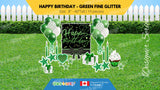 Happy Birthday - Green Fine Glitter Style Package (Total 19 pcs)  | Yard Sign Outdoor Lawn Decorations | Yardabrate Designer Series