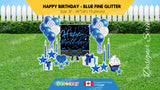 Happy Birthday -  Blue Fine Glitter Style Package (Total 19 pcs)  | Yard Sign Outdoor Lawn Decorations | Yardabrate Designer Series