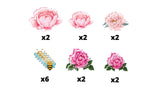 Peony & Bees Sign Package (Total 16 pcs)  | Yard Sign Outdoor Lawn Decorations | Yardabrate Designer Series