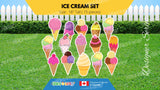 Ice Cream Set - Ice Cream Decors (Total 15 pcs) | Yard Sign Outdoor Lawn Decorations | Yardabrate Designer Series | Professional Installer