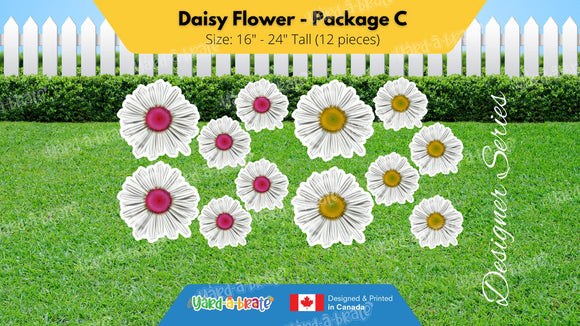 Daisy Flower - Yellow and Pink Package (Total 6 or 12pcs)  | Yard Sign Outdoor Lawn Decorations | Yardabrate Designer Series