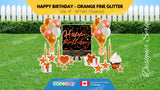 Happy Birthday - Orange Fine Glitter Style Package (Total 19 pcs)  | Yard Sign Outdoor Lawn Decorations | Yardabrate Designer Series