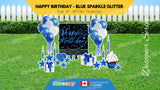 Happy Birthday - Blue Sparkle Glitter Style Package (Total 19 pcs)  | Yard Sign Outdoor Lawn Decorations | Yardabrate Designer Series