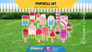 Popsicle Set - Popsicle Decors (Total 15 pcs) | Yard Sign Outdoor Lawn Decorations | Yardabrate Designer Series | Professional Installer