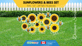 Sunflowers & Bees Sign Package (Total 16 pcs)  | Yard Sign Outdoor Lawn Decorations | Yardabrate Designer Series | Professional Installer