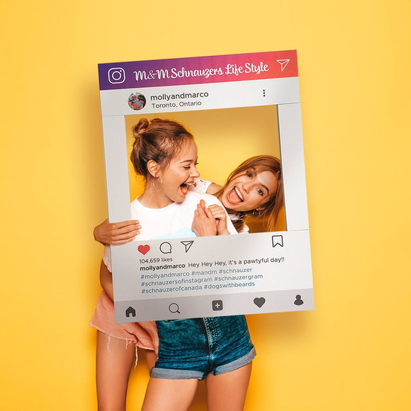 Custom Printed for Social Media Instagram /Facebook Selfie Frame Cutout, Marketing Photo Booth Prop in Foamcore material | Ship Flat Design