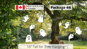 Halloween Yard Ghosts Scary Tree or Yard Decoration (Total 8 pcs or  6 pcs) | Yard Sign Outdoor Lawn Decorations | Happy Halloween Series