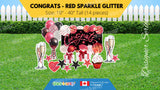 Congrats - Red Sparkle Glitter Style Package (Total 14 pcs) | Yard Sign Outdoor Lawn Decorations | Yardabrate Designer Series