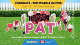 Congrats - Red Sparkle Glitter Style Package (Total 14 pcs) | Yard Sign Outdoor Lawn Decorations | Yardabrate Designer Series